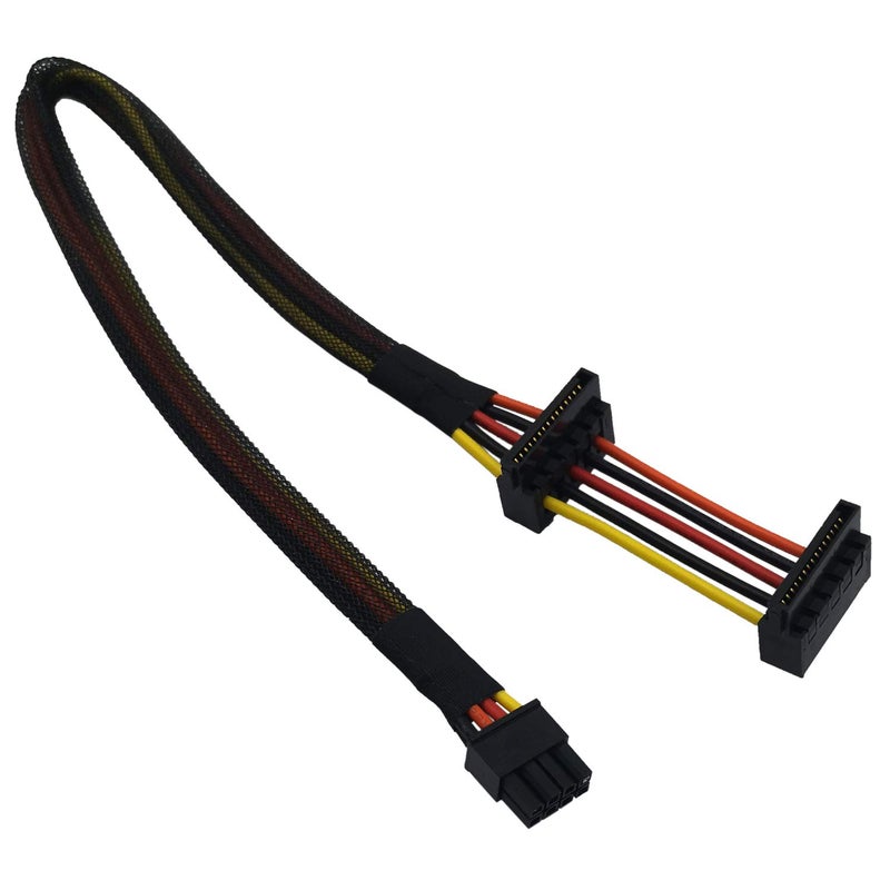 COMeap SATA Power Cable for Dell OptiPlex Series 3020 5040 7020 9020, Motherboard ATX Mini 8 Pin to 2X Right-Angle SATA Hard Drive HDD Power Adapter 14.5in(37cm) - Image 1